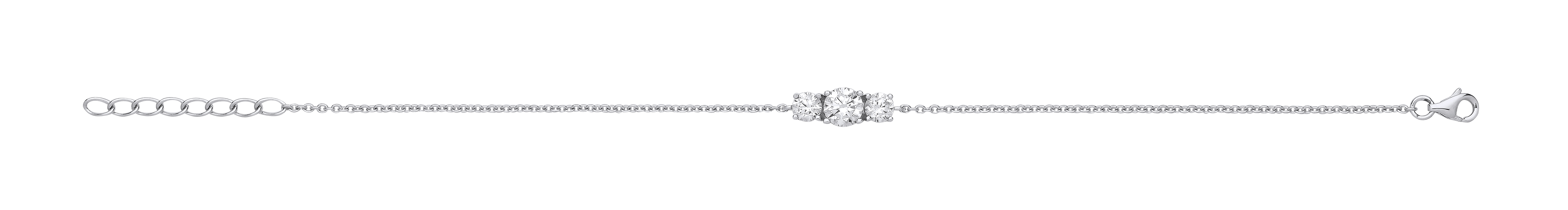 Silver CZ Triple Stone Bracelet