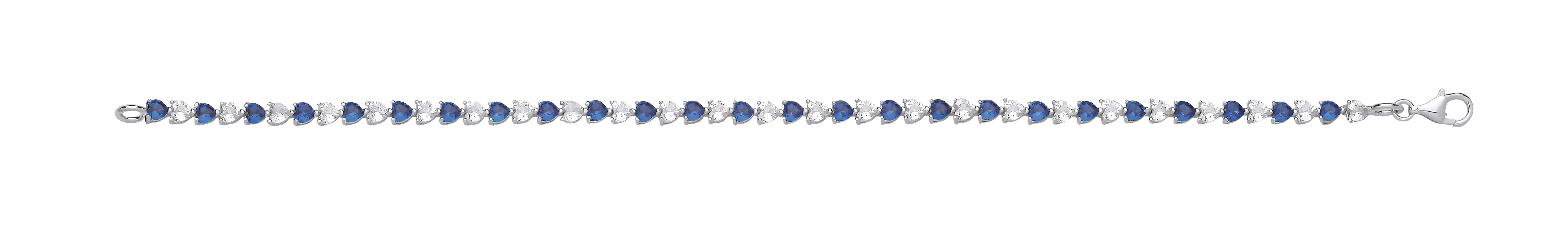 Silver CZ & Sapphire Heart Stone Tennis Bracelet