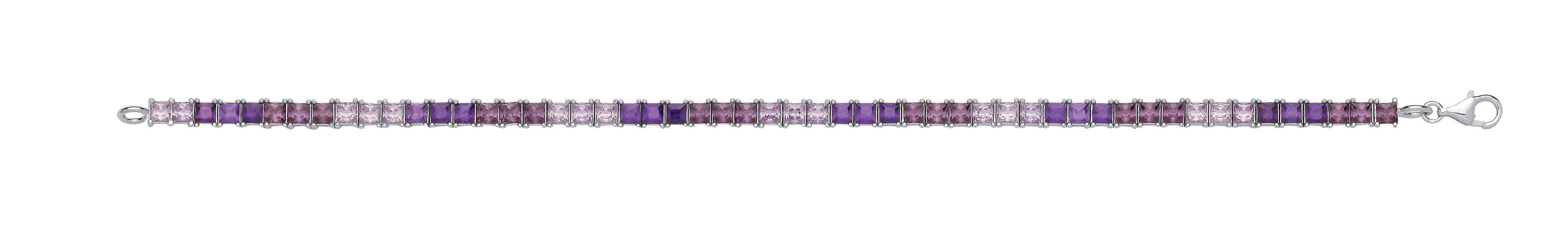 Silver Amethyst CZ Square Cut Tennis Bracelet