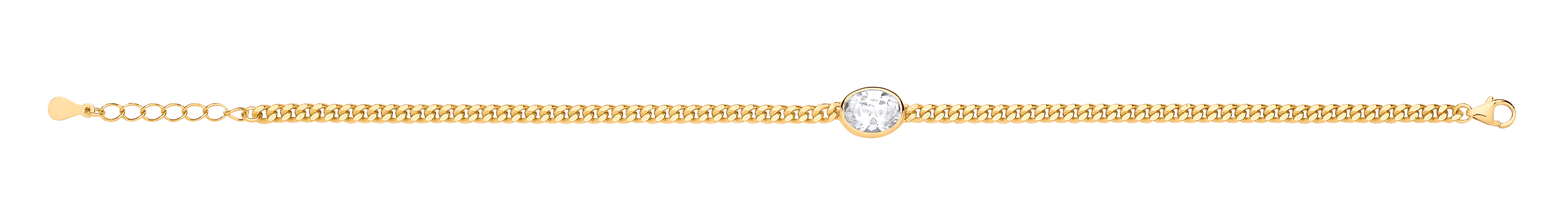 Gold Plated Curb Bracelet With Oval Stone Detail