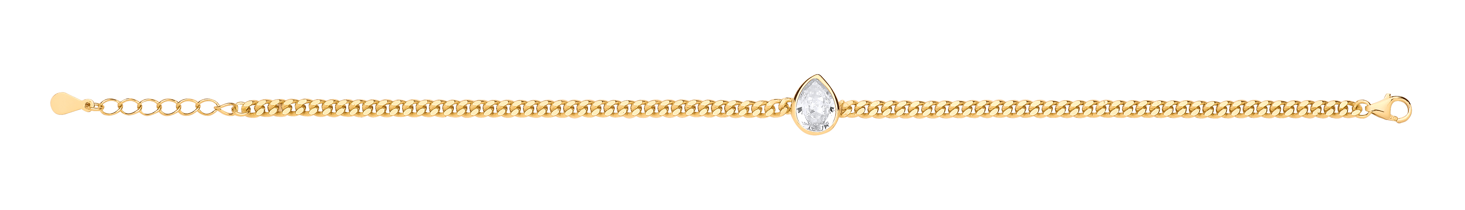 Gold Plated Curb Bracelet With Pear Drop Stone Detail