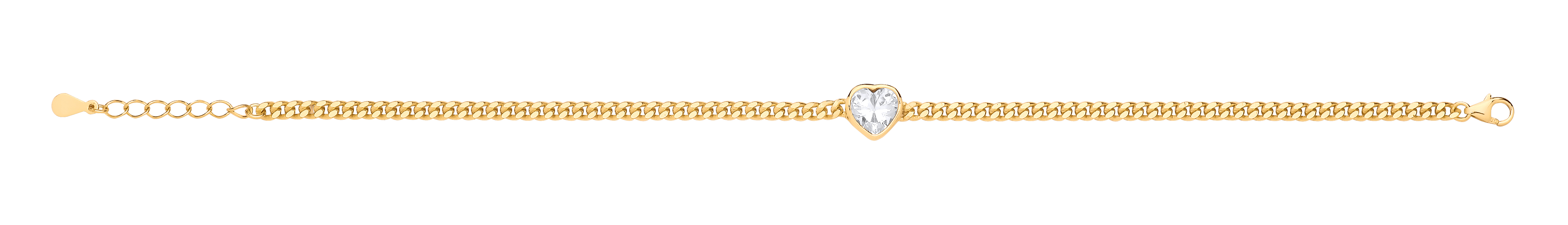 Gold Plated Curb Bracelet With Heart Stone Detail