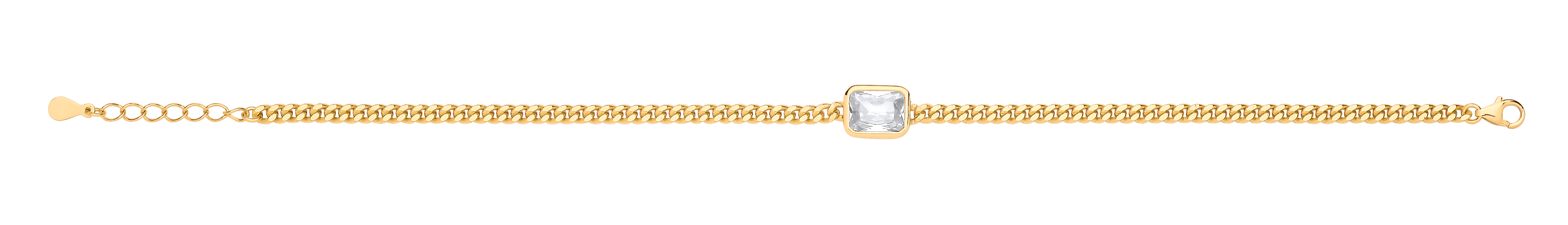 Gold Plated Curb Bracelet With Rectangle Stone Detail