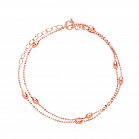 925 Diamond Cut Collarette 3mm Oval Beads Rose Gold Plate