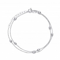 925 Diamond Cut Collarette 3mm Oval Beads Rhodium Plate