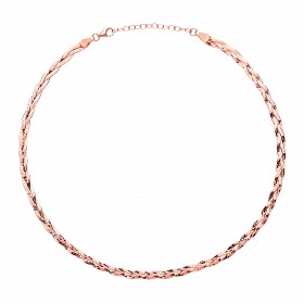 925 Sterling Silver Rose Gold Plated Diamond Cut Plaited Collarette