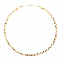 925 Sterling Silver Gold Plated Diamond Cut Plaited Collarette