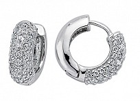 925 Sterling Silver CZ Micro Pave Huggy Earrings