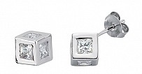 925 Sterling Silver CZ Cube Studs
