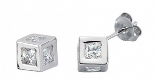 925 Sterling Silver CZ Cube Studs