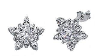 925 Sterling Silver Cubic Zirconia Star Studs