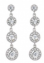 925 Sterling Silver CZ Rubover Drop Earrings
