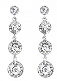 925 Sterling Silver CZ Rubover Drop Earrings