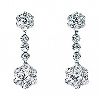 925 Sterling Silver CZ Cluster Drop Earrings