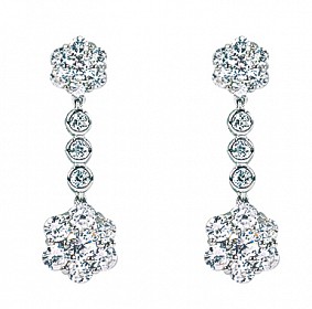 925 Sterling Silver CZ Cluster Drop Earrings