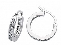 925 Sterling Silver CZ Channel Set Huggy Earrings