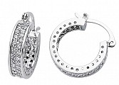 925 Sterling Silver CZ 3 Row Micro Pave Set Hoop Earrings
