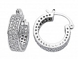 925 Sterling Silver CZ 3 Row Micro Pave Set Hoop Earrings