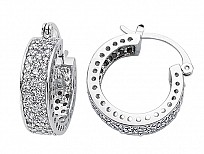 925 Sterling Silver CZ 3 Row Micro Pave Set Hoop Earrings