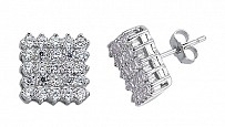925 Sterling Silver White Square Micro Pave Set Studs