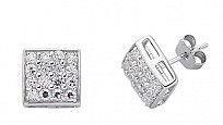 925 Sterling Silver CZ Micro Pave Square Studs