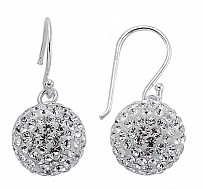 925 Sterling Silver 12mm Crystal Ball Drops