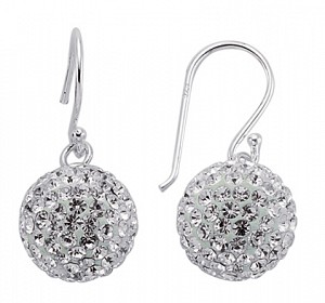 925 Sterling Silver 12mm Crystal Ball Drops