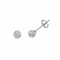 925 Sterling Silver Crystal Ball Studs 6mm white