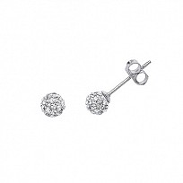 925 Sterling Silver Crystal Ball Studs 6mm white