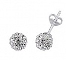 925 Sterling Silver Crystal Ball Studs 8mm