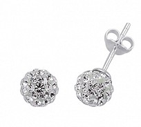 925 Sterling Silver Crystal Ball Studs 8mm