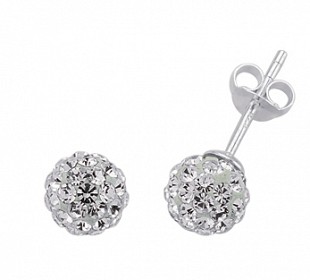 925 Sterling Silver Crystal Ball Studs 8mm
