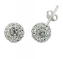 925 Sterling Silver Crystal Ball Studs 9.5mm