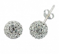 925 Sterling Silver Crystal Ball Studs 9.5mm