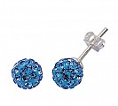 925 Sterling Silver Blue Crystal Ball Studs 7.5mm