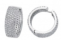 925 Sterling Silver CZ Micro Pave Set Hoops