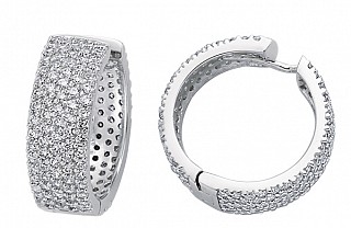 925 Sterling Silver CZ Micro Pave Set Hoops