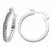 925 Sterling Silver CZ Channel Set Hoops