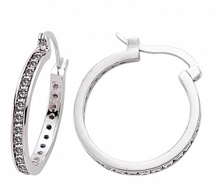 925 Sterling Silver CZ Channel Set Hoops