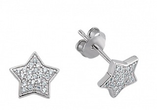 925 Sterling Silver CZ Star Studs