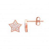 Rose Gold Plated CZ Star Studs