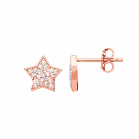Rose Gold Plated CZ Star Studs