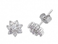 925 Sterling Silver CZ White Cluster Studs