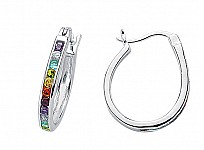 925 Sterling Silver Rainbow Huggie Earrings