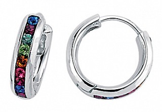 925 Sterling Silver Rainbow  Huggie Earrings
