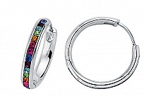 925 Sterling Silver Rainbow Hoop Earrings