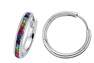 925 Sterling Silver Rainbow Hoop Earrings