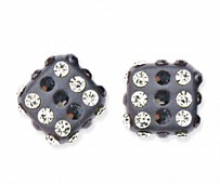 925 Sterling Silver CRYSTAL 8MM BLK/WHT DICE STUDS