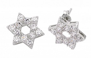 925 Sterling Silver CZ Star Of David Studs