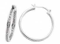 925 Sterling Silver CZ Channel Set Hoops